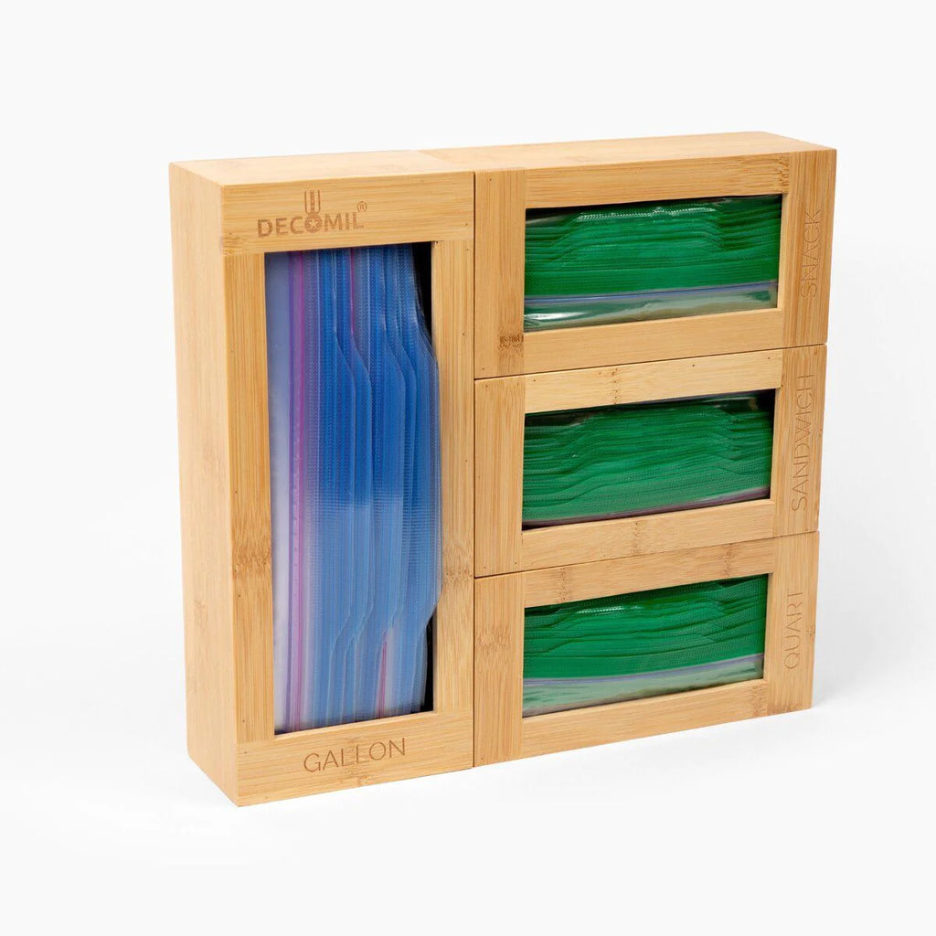 6 in 1 Ziplock Bag Organizer - Bamboo Sandwich Bag Organizer