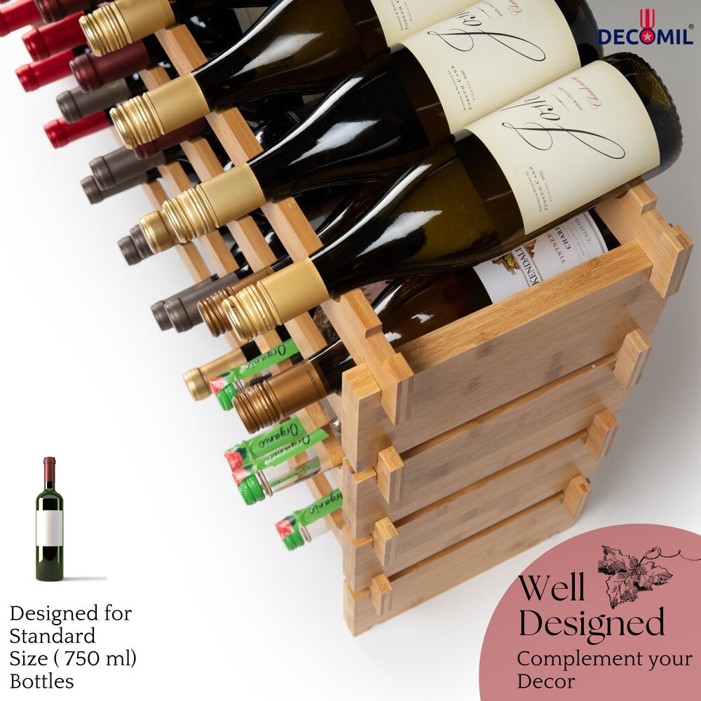 36 Bottle Wine Rack Bamboo Wine Storage Rack