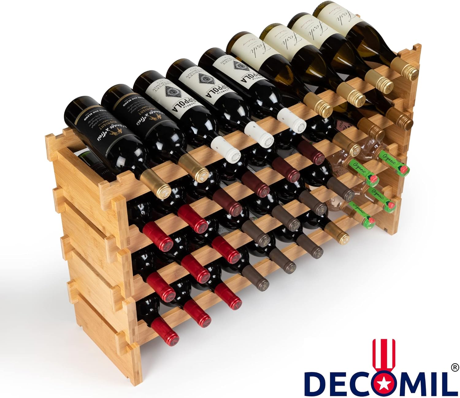 36 Bottle Wine Rack Stackable Modular Bamboo Wine Rack