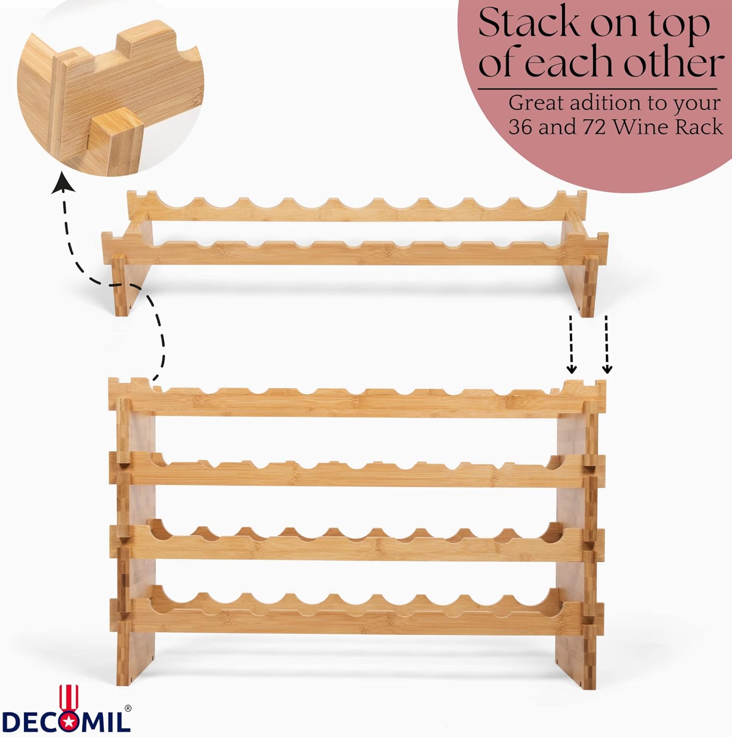 9 Bottle Wine Rack Stackable Modular Bamboo Wine Rack