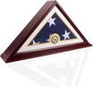 Burial Flag Display Case, Veteran Flag Display - Solid Wood Cherry Finish with UV-Protected Plexiglass and Optional Customizable Nameplate