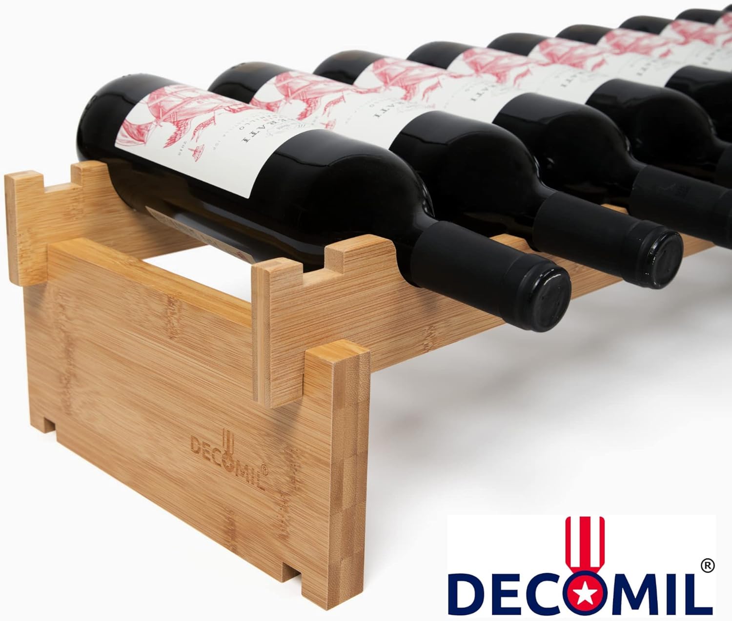 9 Bottle Wine Rack Stackable Modular Bamboo Wine Rack