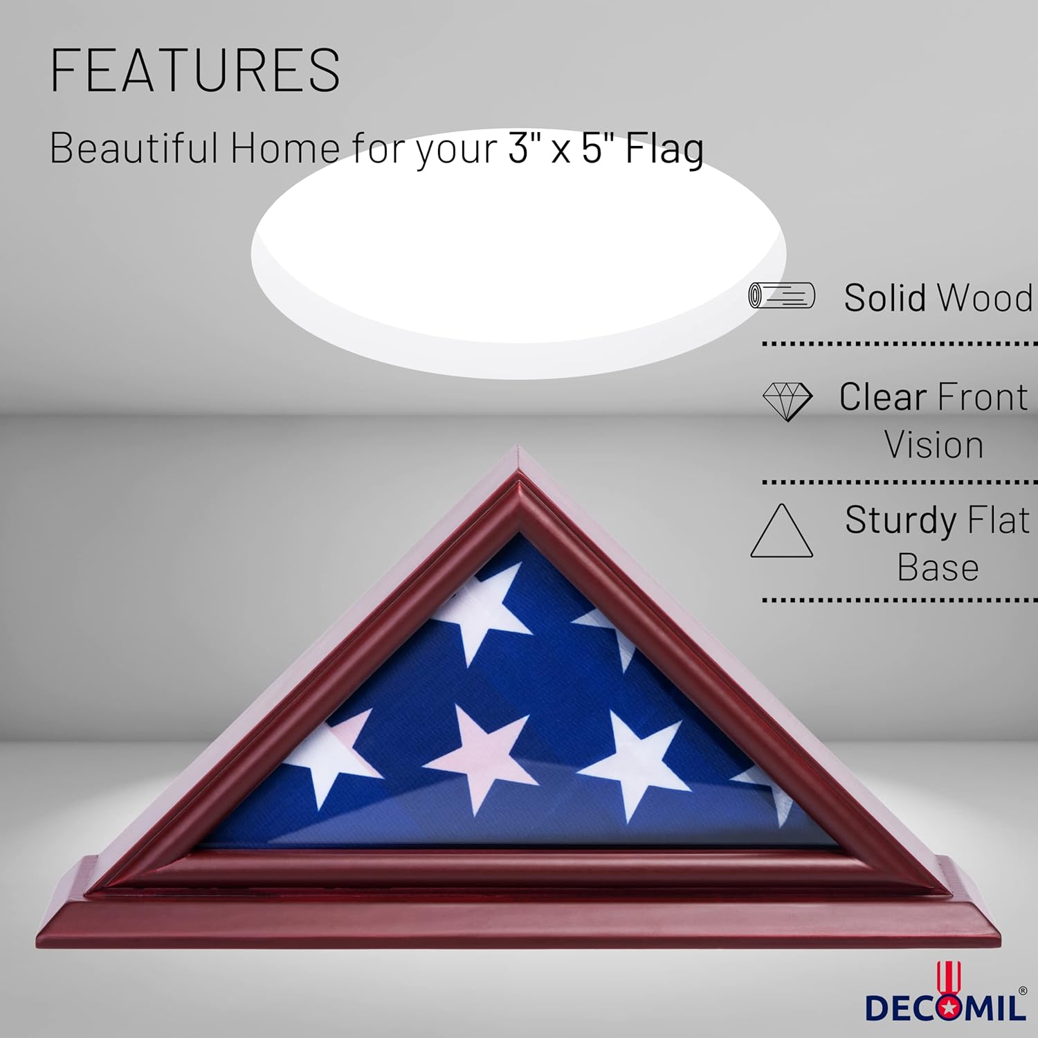 3x5 Flag Display Case - Small Flag Shadow Box for 3x5 Flag (Not for Burial Flags), Solid Wood with Cherry Finish