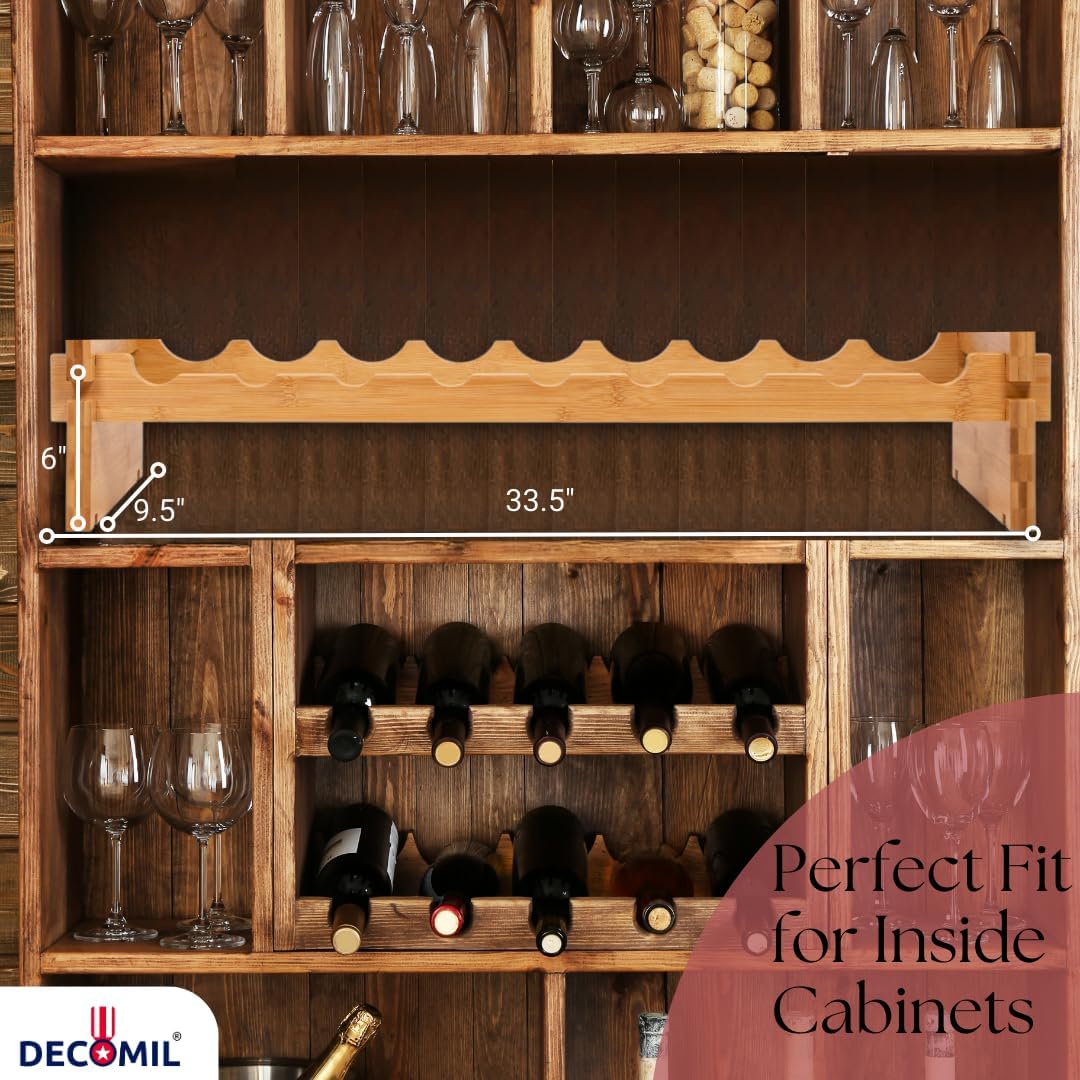 9 Bottle Wine Rack Stackable Modular Bamboo Wine Rack