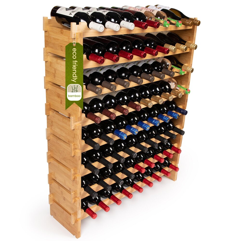 SKERELL Wine Gift Wine Rack Stand Wine Glass Holder and Bottle Drying Rack  Bamboo Wine Storage 