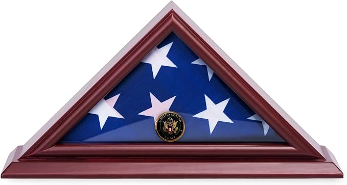 Flag Display Case for 3x5 Folded Flags, Flag Box Display case- NOT for Burial ( 5X9) Flag, Shadow Box Frame, with Armed Forces Emblems for Military and Patriots (Navy)