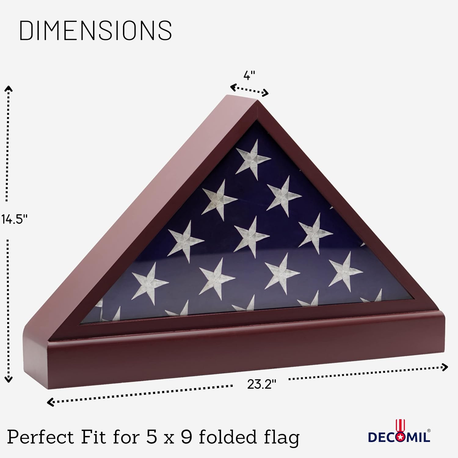 Personalized Burial Flag Display Case, 5x9 Flag Display Stand , Flag Case for Funeral Flag, Solid Wood Cherry Finish