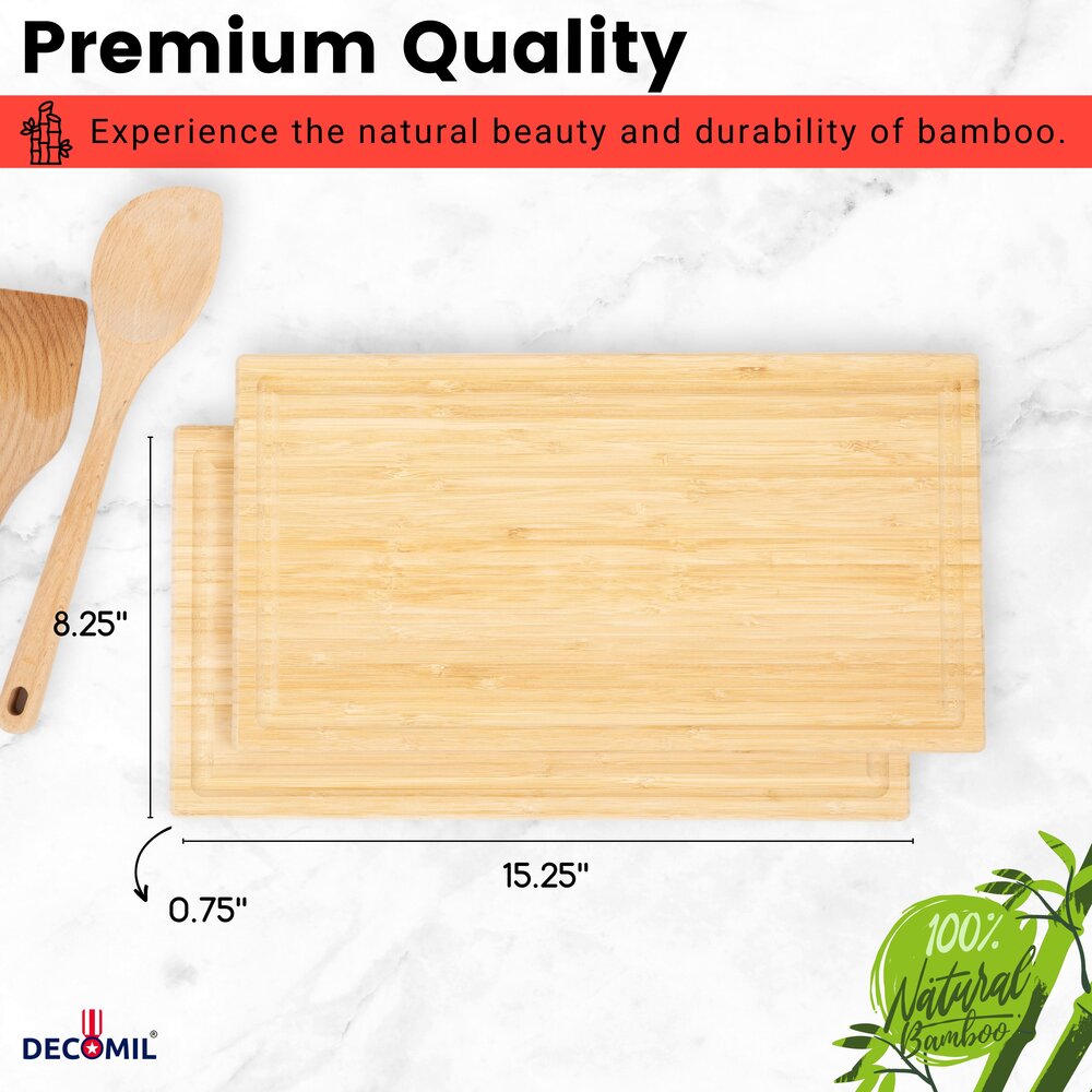 Extra Large Organic Bamboo Cutting Board with Juice Groove - Kitchen Chopping