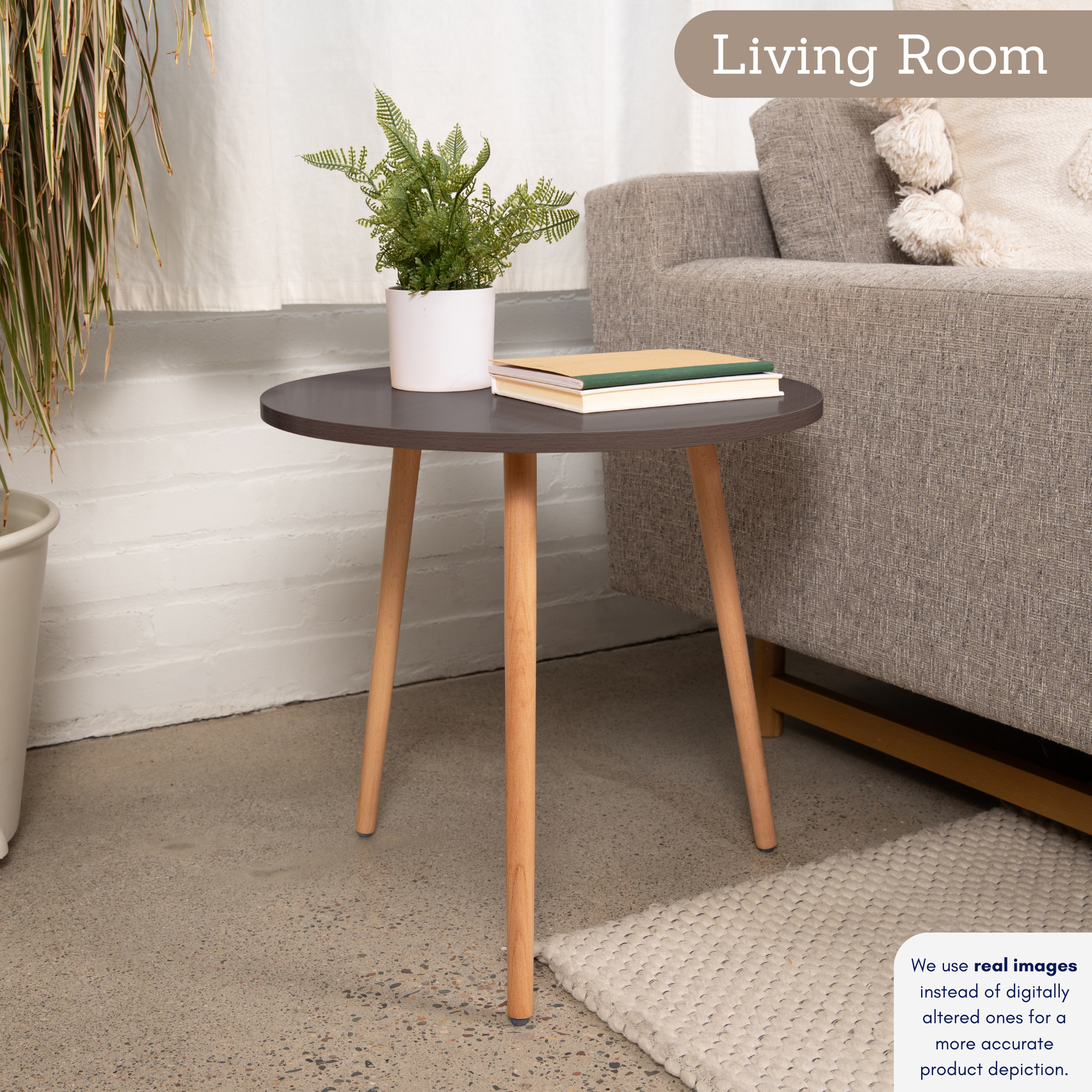 Modern Round Side Table, End Table for Small Places, Living Room, Office, Balcony, Industrial End Table for Coffee, Laptop - 3 color option