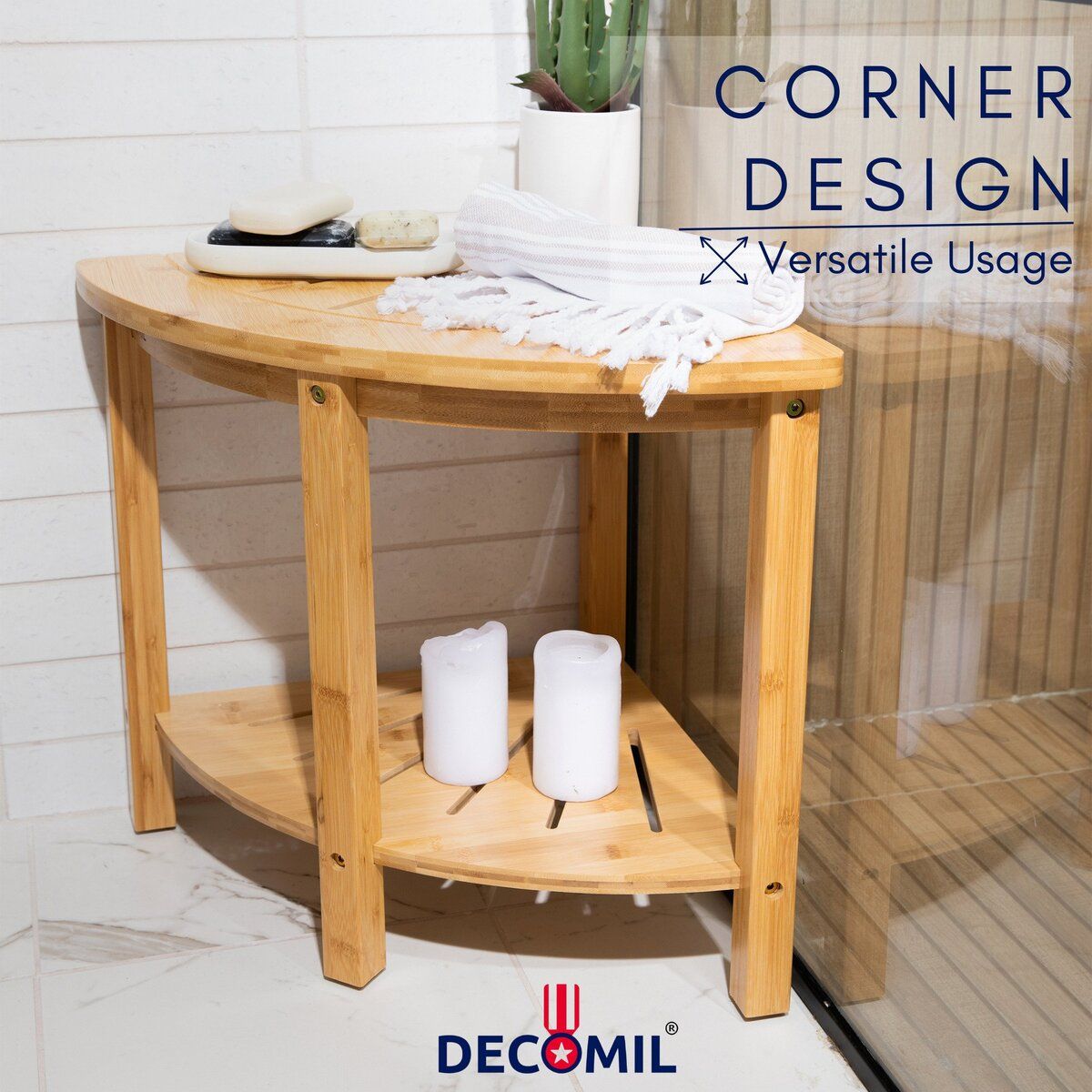 Corner Shower Bench Shower Stool with Storage Shelf Corner Seat