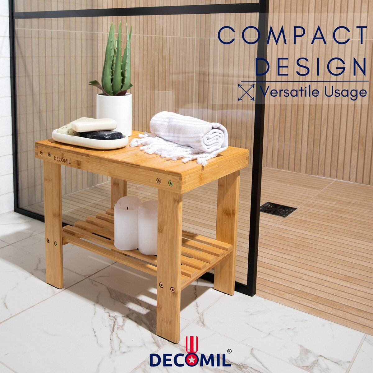 Bamboo 2024 bathroom stool