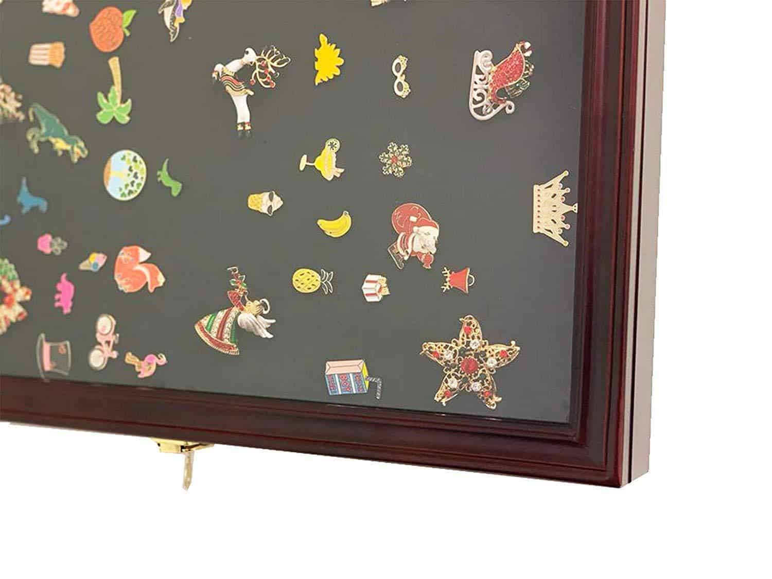 Shadow box for lapel pins, with stickers added to give unique and