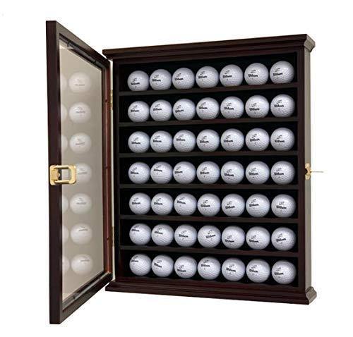 DisplayGifts Solid Wood 110 Golf Ball Display Case Wall Cabinet Holder  Shadow Box Acrylic Door UV Protection Cherry Wood Finish