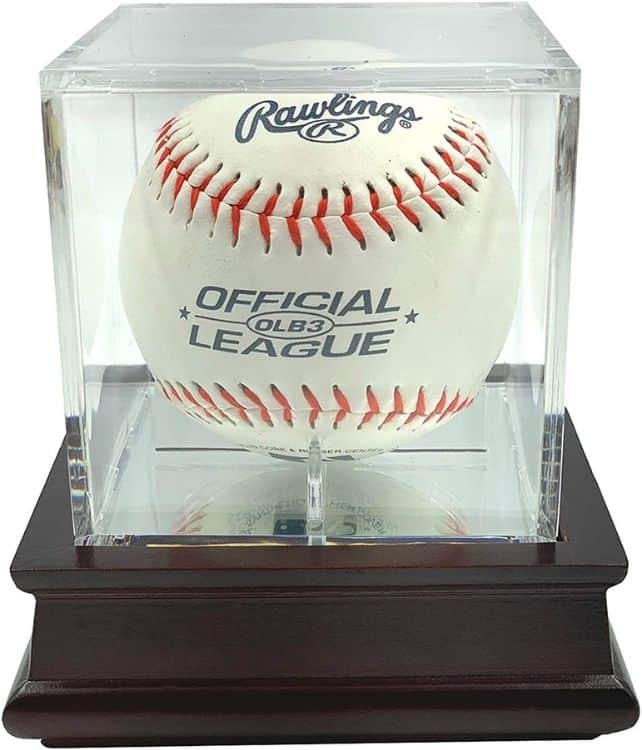 Single Baseball Display Case With Wooden Stand
